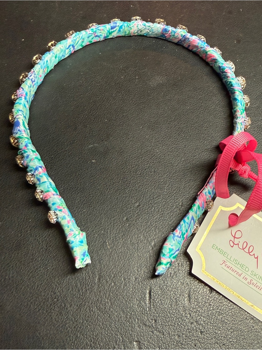 Lilly Pulitzer Embellished Rhinestone Skinny Headband New With Tag 1/2"